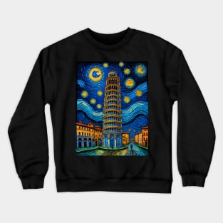 Pisa Tower in Starry Night Crewneck Sweatshirt